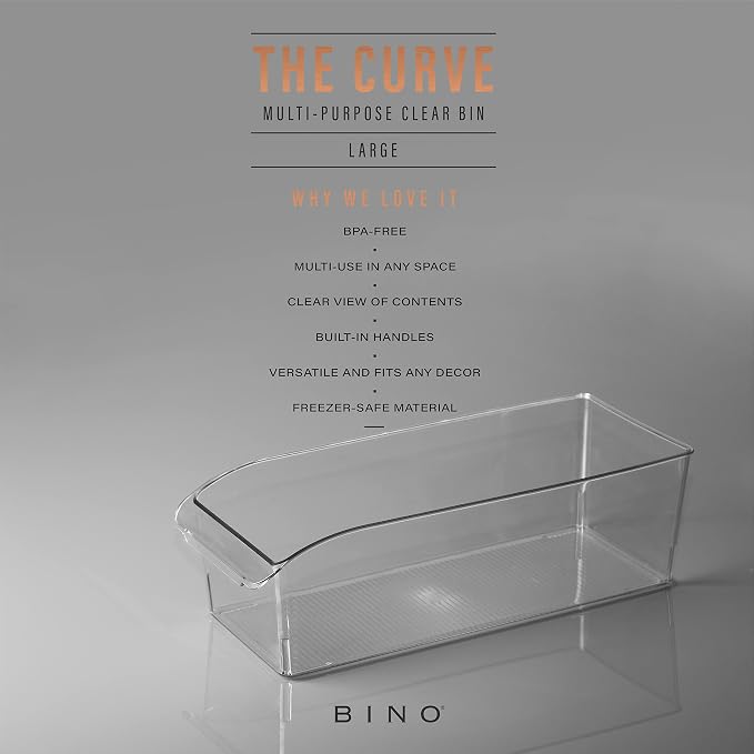 BINO | Plastic Storage Bins, Large | THE CURVE COLLECTION | Multi-Use Fridge / - Image 2
