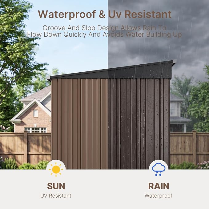 Gizoon 8' x 6' Outdoor Storage Shed, Lockable Doors and Ventilation - Image 7