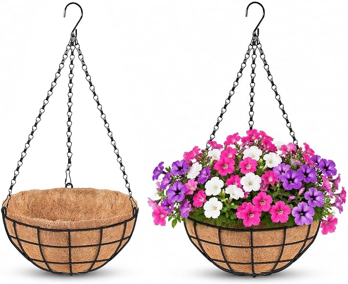 10" Hanging Baskets for Plants Outdoor by PIKAMAO