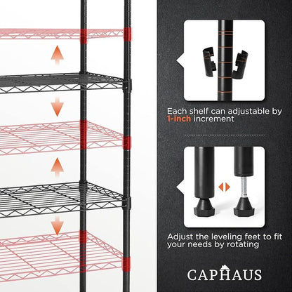 CAPHAUS 3/4/5-Tier Adjustable Height Wire Shelving Unit, Rack Shelving - Image 4