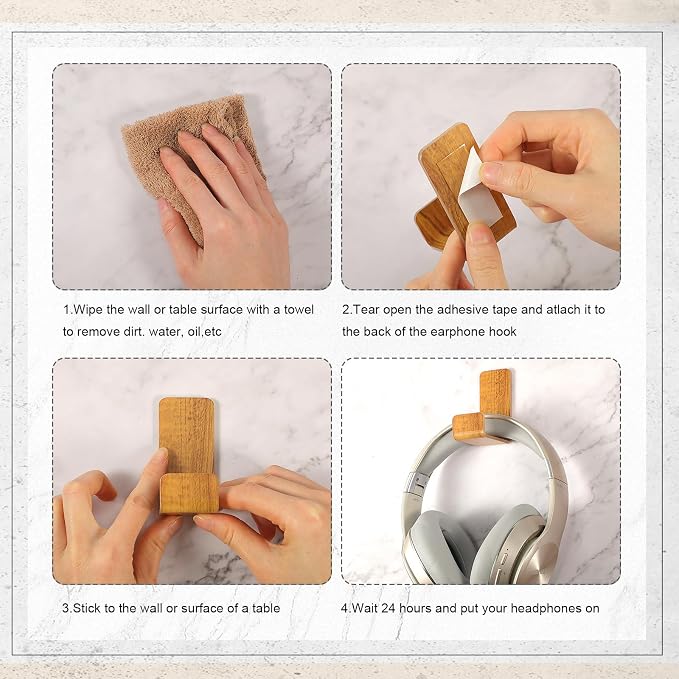 Weewooday 4 Pieces Headphone Hanger Headset Stand Holder Adhesive Wall Mount - Image 4
