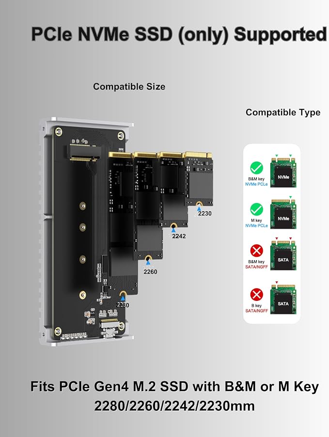 Noiseless 40Gbps M.2 NVMe Enclosure, USB C Aluminum External SSD Enclosure - Image 5