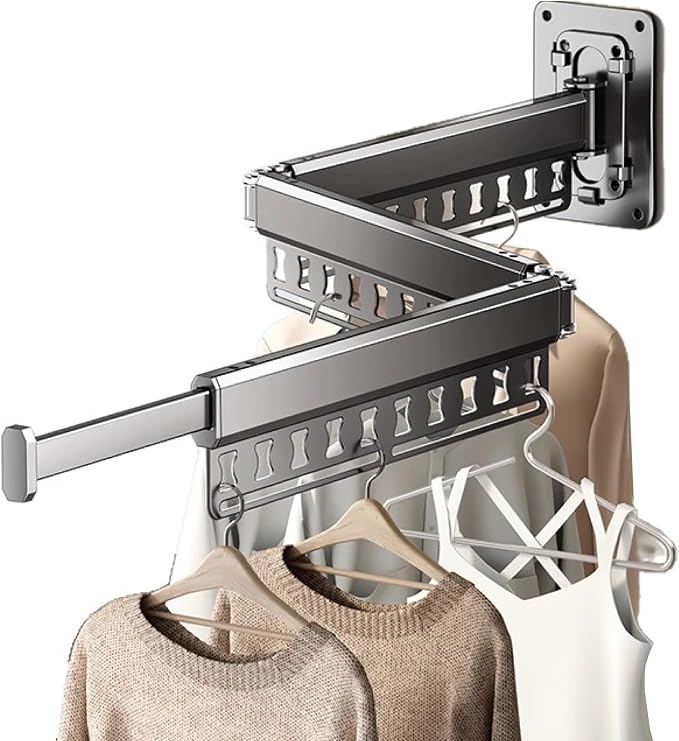 Clothes Drying Rack Wall-Mounted, 3-Fold Retractable Clothes Hanger by HGZBS