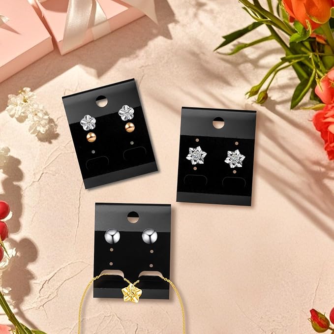 Black Velvet Plastic Display Cards 100 PCS Earring Card Holder Hanging Jewelry - Image 5