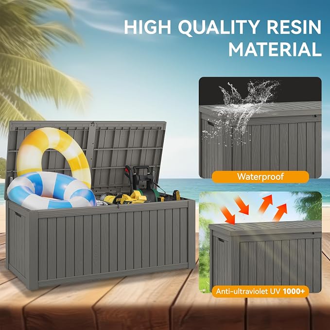 150 Gallon Outdoor Storage Box, Resin Deck Boxes Outdoor Waterproof - Image 3