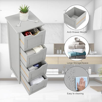 Bonnlo Skinny Bathroom Floor Storage Cabinet, 12 Inch Wide Deep Small Storage - Image 4