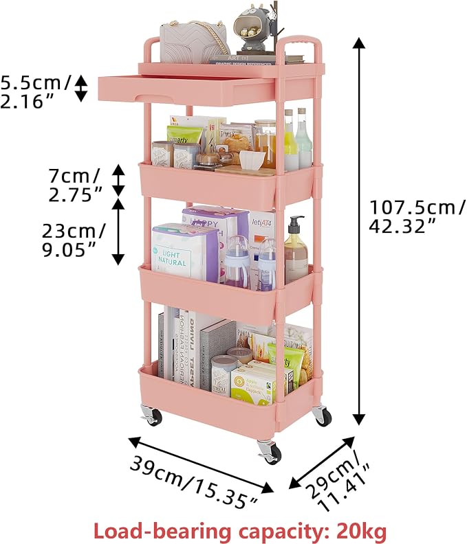 Calmootey 4-Tier Rolling Utility Cart - Image 5