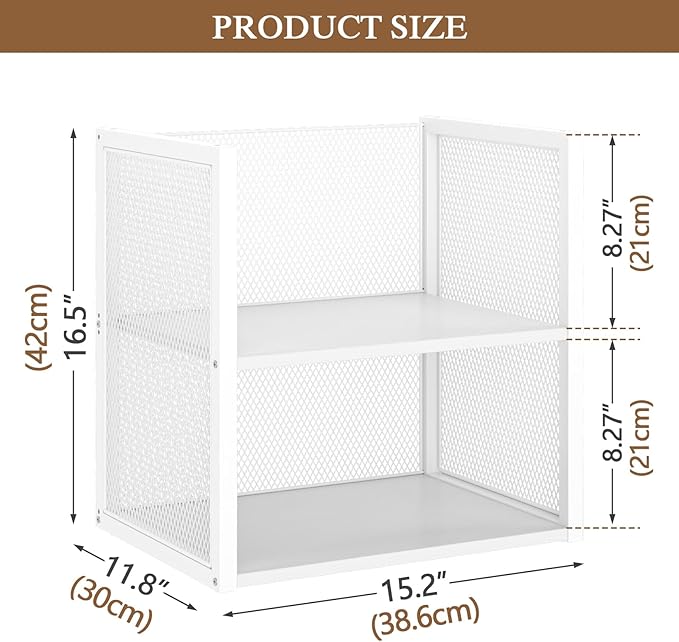 2-Tier Stackable Closet Organizers and Storage Basket, Wire Clothes Shelf - Image 2