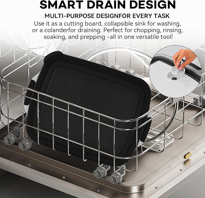 Collapsible BBQ Prep Tub with Cutting Board & Lid – 7.95 Gal / 30L Space-Saving - Image 7