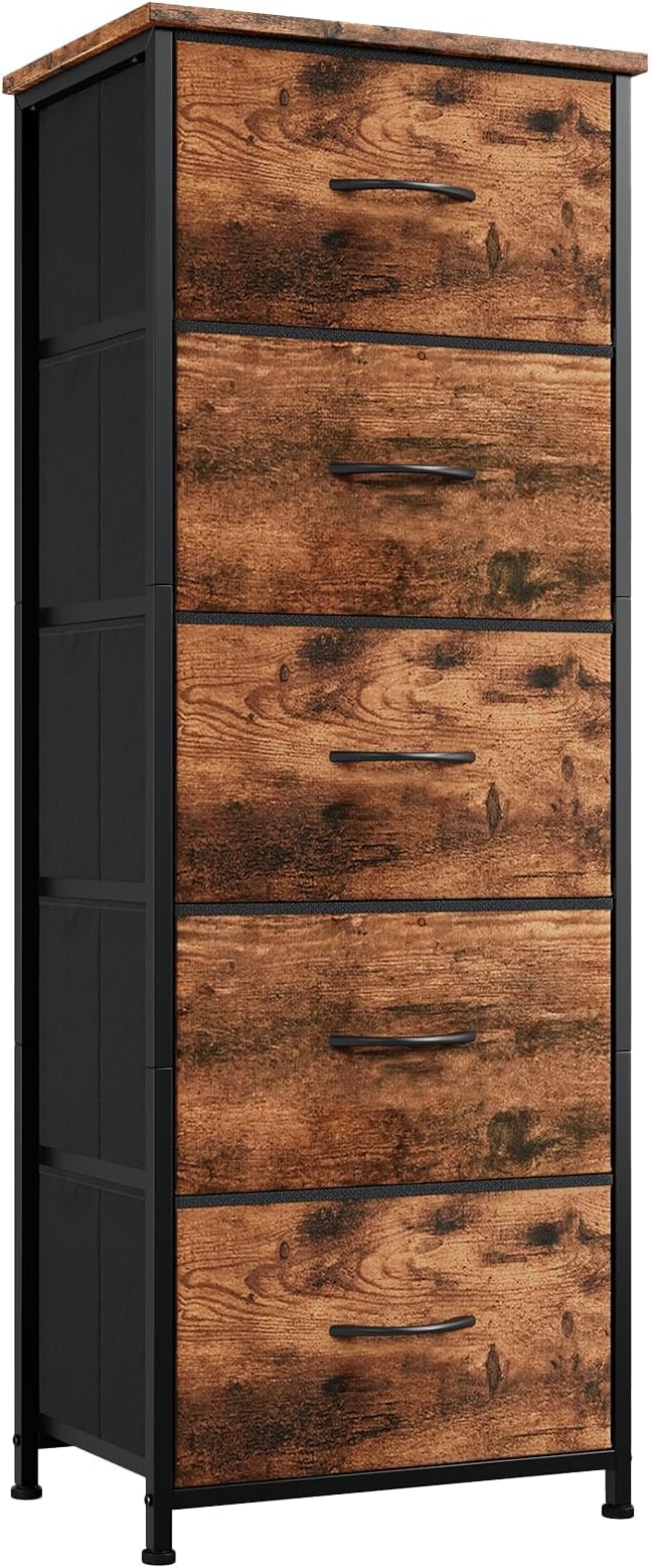 Somdot Tall Dresser for Bedroom, 5 Drawer Storage Cabinet, Steel Frame by Somdot