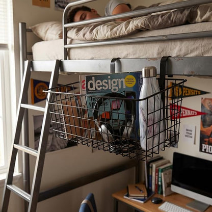 Bedside Hanging Wire Basket for Storage Bedside Caddy Hanging Organizer Bunk - Image 9