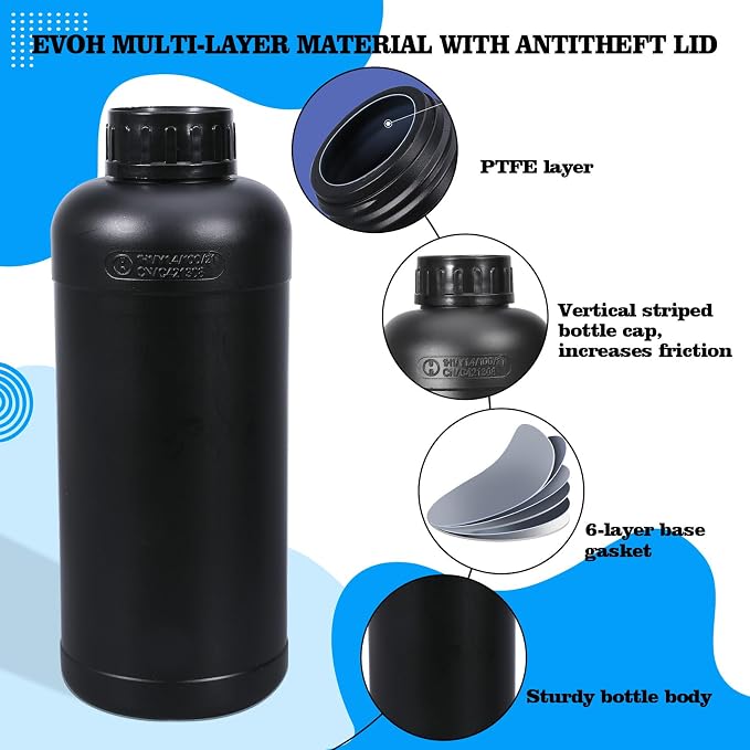 4 Pack 3.4 oz White and Black Fluorinated Plastic Bottles - Image 3