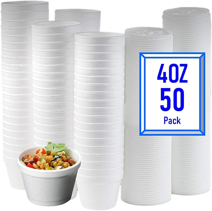 Mr Miracle Foam Bowl with Lid for Hot and Cold Foods – 4 Ounce Disposable Soup - Image 8