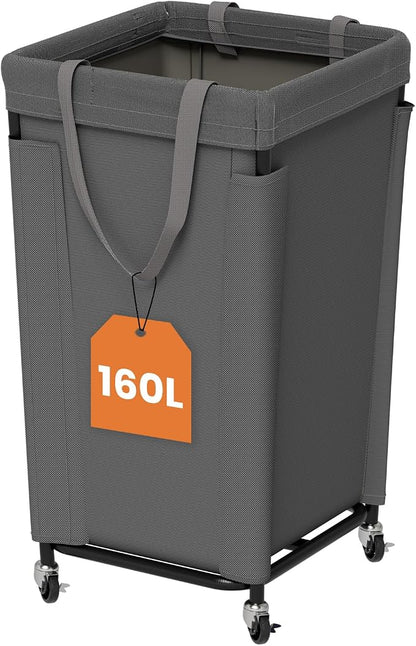 Laundry Basket with Wheels, Large Laundry Hamper with Removable Bag and Steel by SwaaVeeYourBestOrganizingHelper