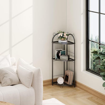 Corner Bathroom Shelf Metal Short Corner Stand Shelf Black Small Bathroom - Image 8