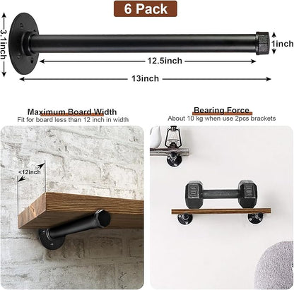 PINTUSON 6 Pcs Industrial Pipe Clothes Bar 12 Inch - Image 2