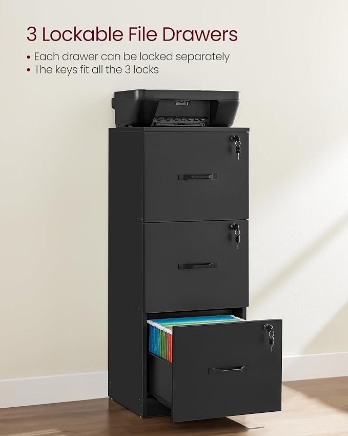 VASAGLE 3 Drawer File Cabinet, File Cabinet - Image 6