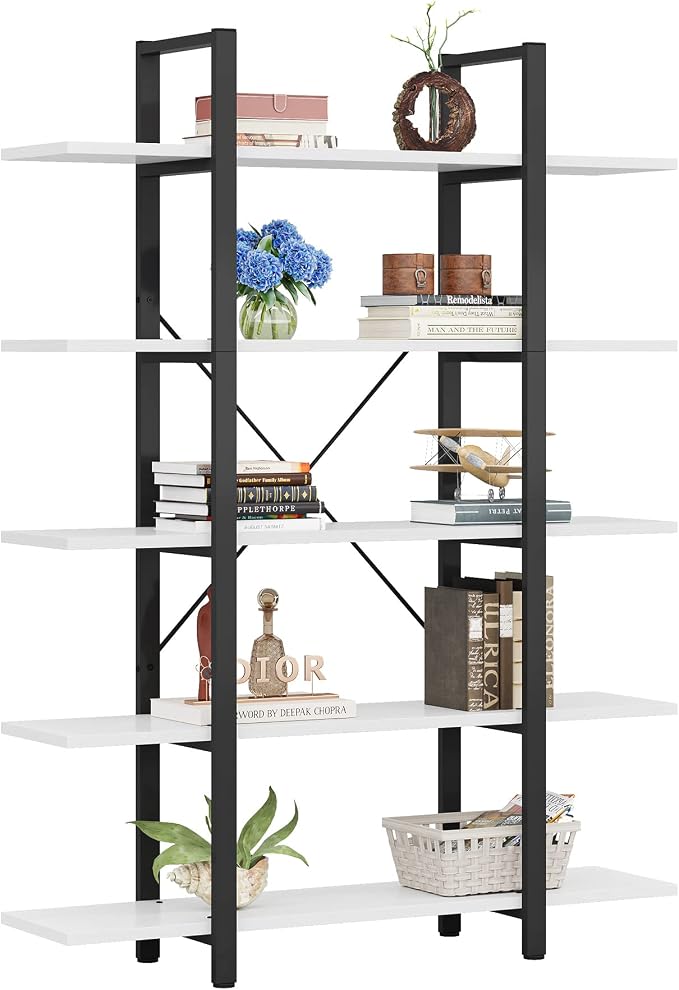 Tribesigns 5-Tier Bookshelf, Vintage Industrial Style Bookcase 72 H x 12 W x - Image 9