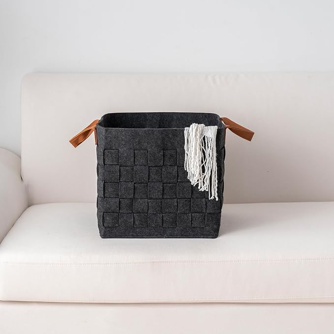 Storage Basket 3 Pack, Cube Felt Fabric Storage Box - Image 5