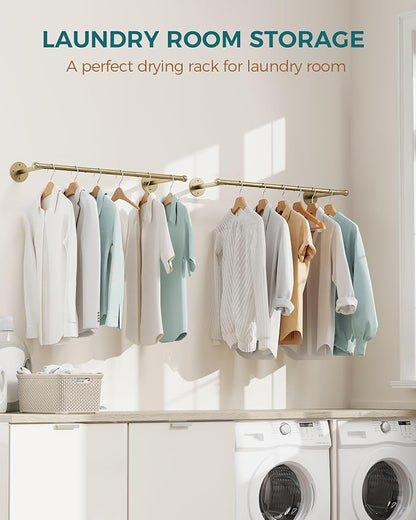 OROPY 33" Industrial Pipe Clothing Rack, Wall Mounted Clothes Rack 2 Pack | Gold - Image 7