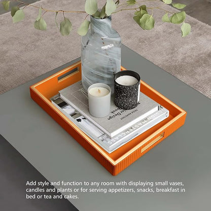 SANZIE Leather Tray Desktop Storage Organizer Premium Serving Tray Decorative - Image 5