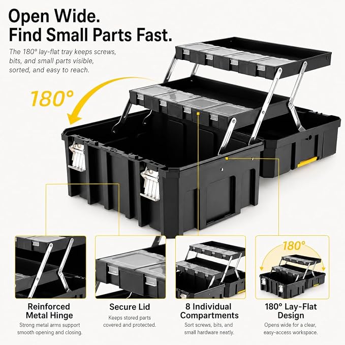 TLGREEN 4-Tier Stackable Rolling Tool Box - Image 7