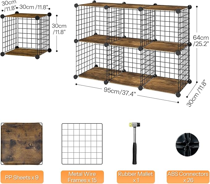 HOOBRO Wire Cube Storage Organizer, 6-Cube Metal Storage Shelves, Modular - Image 3