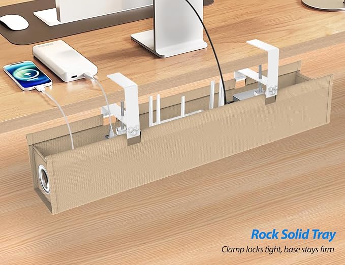 Under Desk Cable Management Tray, 60LBS Capacity, No Drill Installation - Image 6
