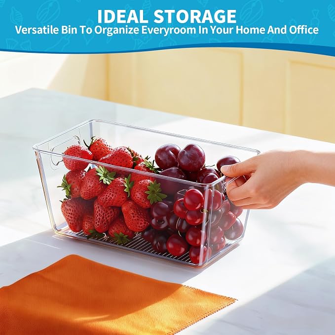 6 Pack Clear Pantry Organizer Bins, Fridge Organiser Set, Plastic Containers - Image 6