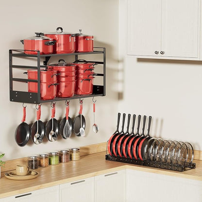 31 Inch Pot Rack Wall Mounted, 2-Tier Pots and Pans Organizer - Image 8