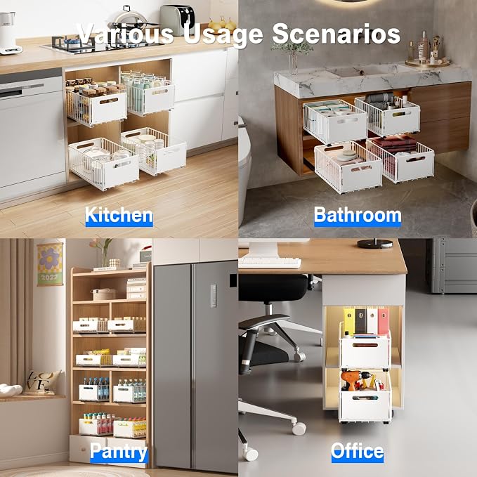 Mustorn 2 Pack Pull Out Cabinet Organizer, Slide Out Drawers - Image 7