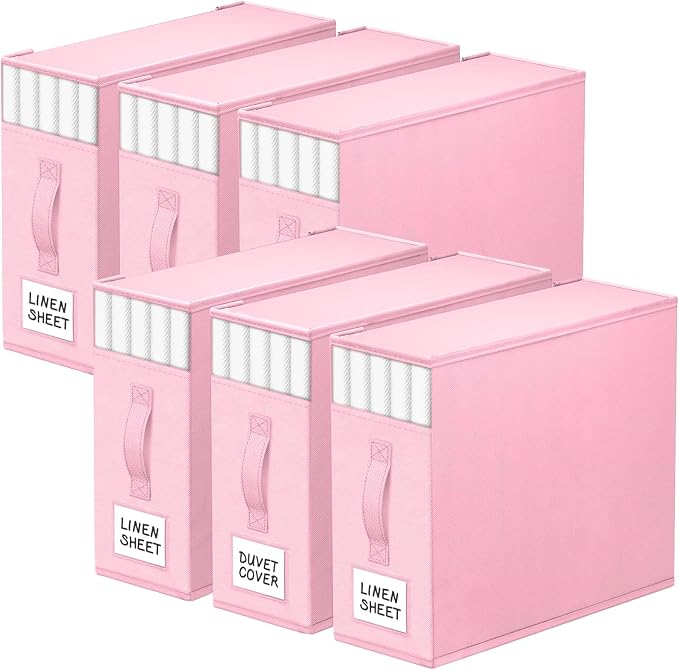 StorageTastic 6 Pack Bed Sheet Closet Organizers and Storage, Sturdy Foldable by StorageTastic