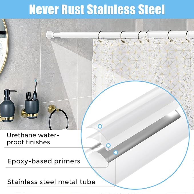 AIZESI Tension Curtain Rod Adjustable Spring Tension Rods - Image 4
