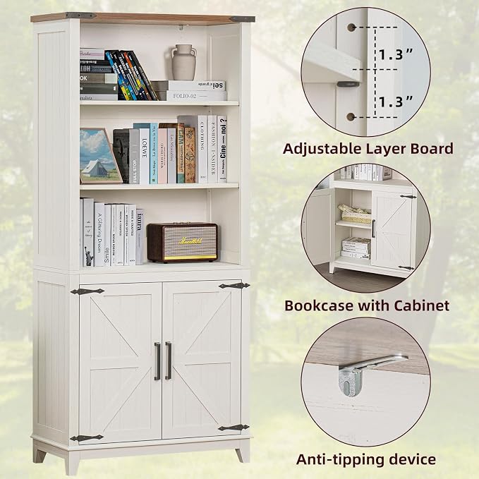 5 Tier Bookshelf 70in Tall Bookcase - Image 7