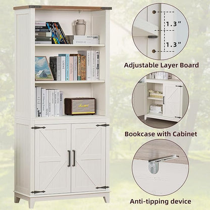 5 Tier Bookshelf 70in Tall Bookcase - Image 7