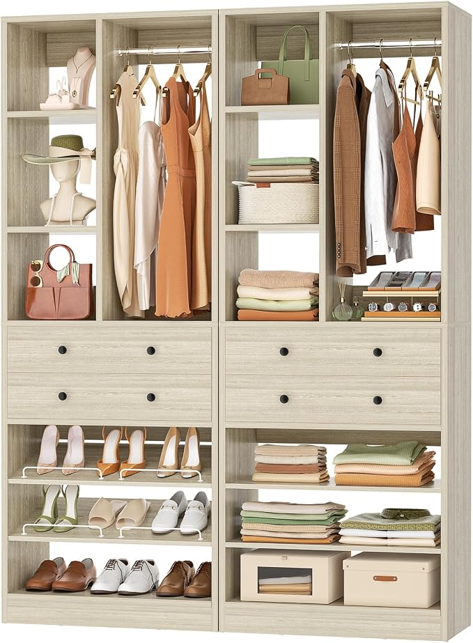 Besiost Closet System, 55.5"/4.6 FT Closet Organizer System by Besiost