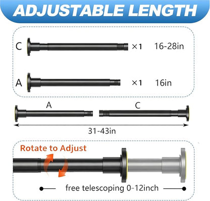 CorkLatta Black Shower Curtain Rod 32 to 43 Inch, 1 Inch Diameter Adjustable - Image 4