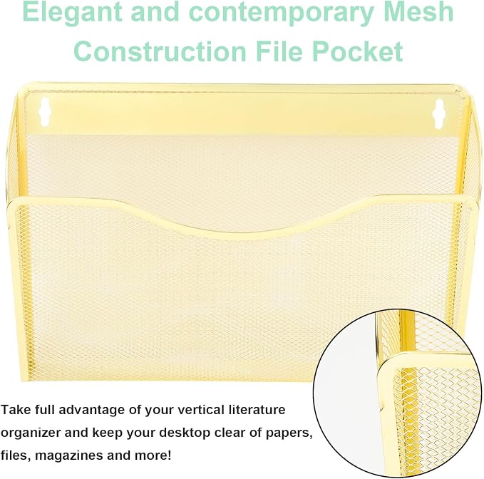 EASEPRES 3 Single Pocket Mesh Hanging File Organizer, Vertical Wall Mounted - Image 3