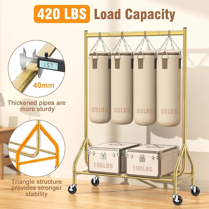 EAGMAK Heavy Duty Clothes Rack Load 420 LBS, Rolling Garment Organizer - Image 2