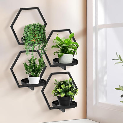 Garvee Hexagon 4 PCS Wall Shelf - 20Lb Load Capacity - Image 2