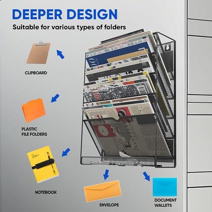 6-Tier Magnetic File Holder, No Drilling Installation File Cabinet Organizer - Image 7