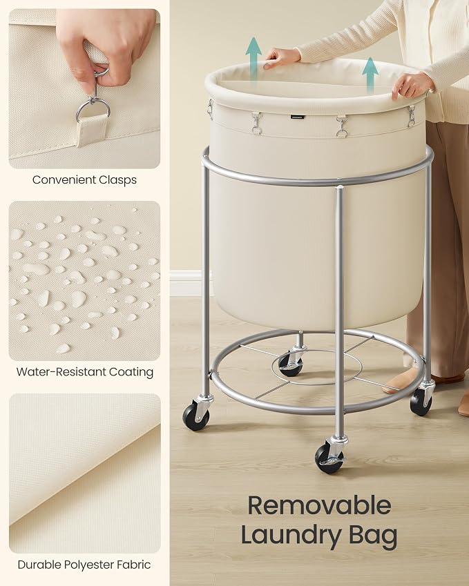 SONGMICS Laundry Basket, Rolling Steel Frame - Image 5