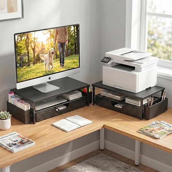 ECOLOVI Desk Organizer and Accessories, 2-Tier Computer Monitor Stand Rise - Image 3