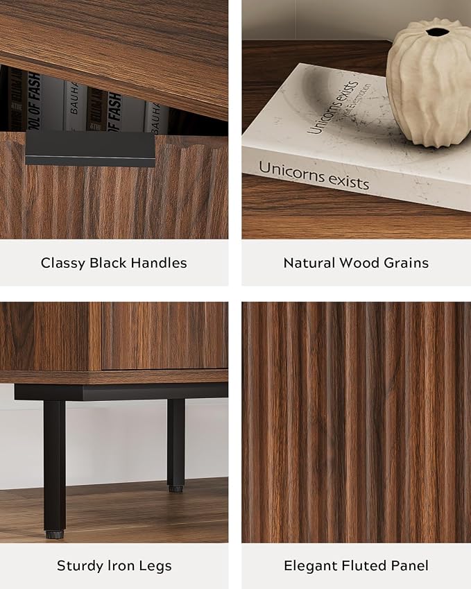 Fluted Corner Cabinet, Modern Small Corner Floor Cabinet - Image 4