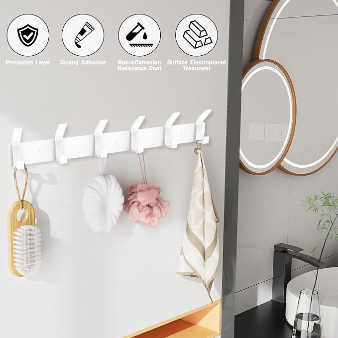 2 Pack Coat Rack Wall Mount, 17.3 in Wall Hooks - Image 3