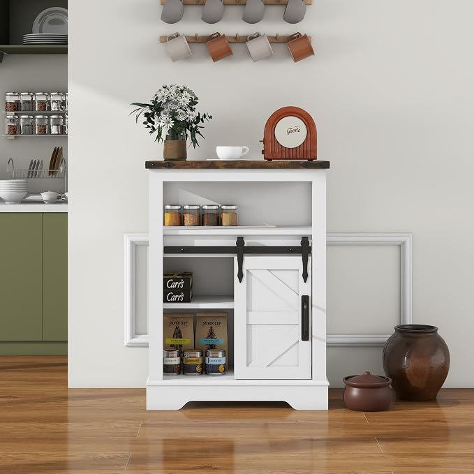 Panana Farmhouse Bathroom Floor Cabinet, Sliding Barn 3 Drawers & 1 Door - Image 4