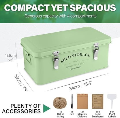 Seed Storage Box Organiser – Green Garden Seeds Tin - Image 2