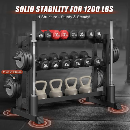 3-Tier Dumbbell Rack, 1200LB Capacity Adjustable Weight Rack - Image 2