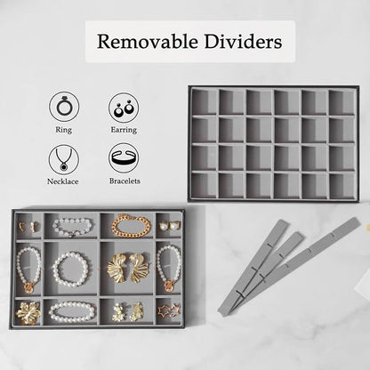 Large Jewelry Organizer Tray 2 Pack, Stackable Jewelry Storage Holder - Image 2