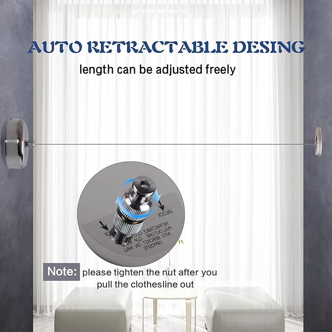 Retractable Clothesline 304 Stainless Steel Durable - Image 5